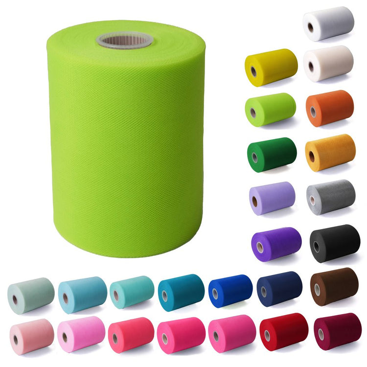 Tulle Fabric Roll 6" by 100 Yards (300 ft) Fabric Tulle Spool for DIY Tutu Bow, Wedding and Decoration. Value Pack.
