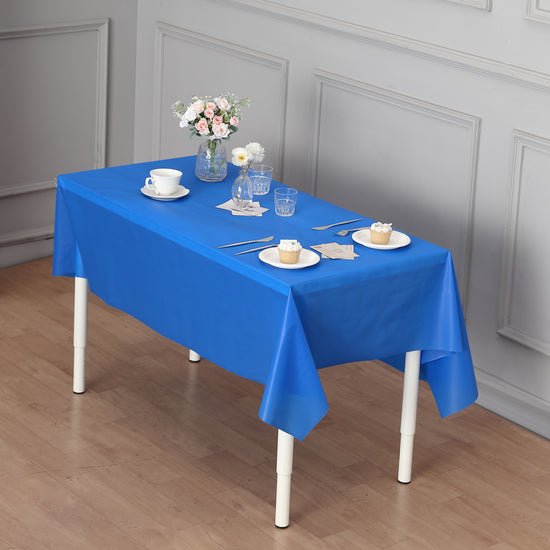 royal blue plastic table cover roll