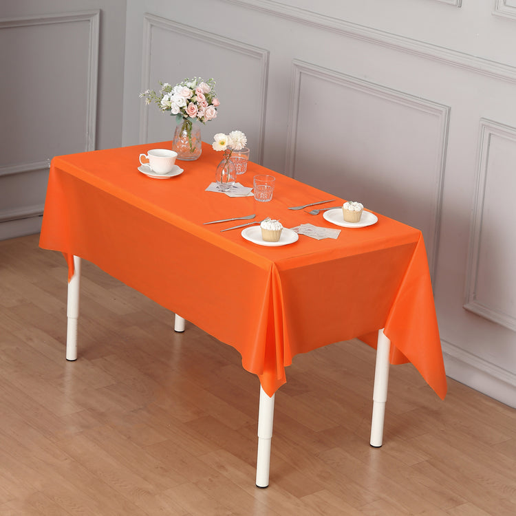 orange plastic table cover roll
