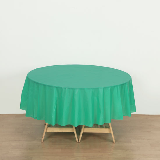round emerald green plastic table cover