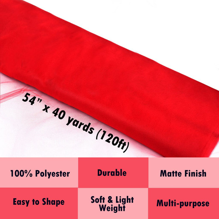 red tulle Fabric Tulle Bolt