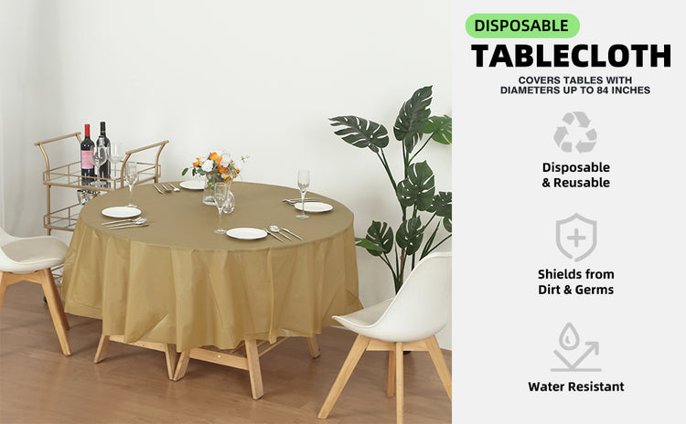 12 Pack Round 84" Heavy Duty Plastic Table Covers Tablecloth