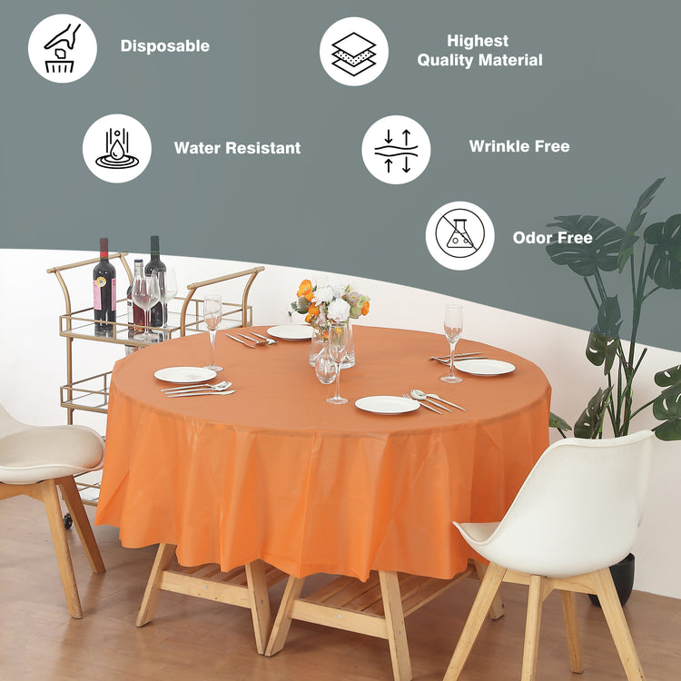 12 Pack Round 84" Heavy Duty Plastic Table Covers Tablecloth