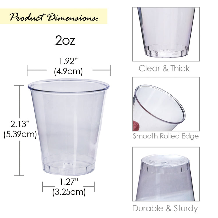 Premium Clear Shot Glasses. Disposable Clear Cups.