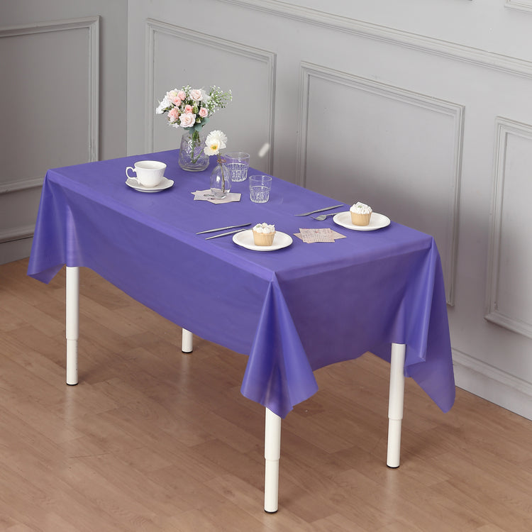 purple plastic table cover roll