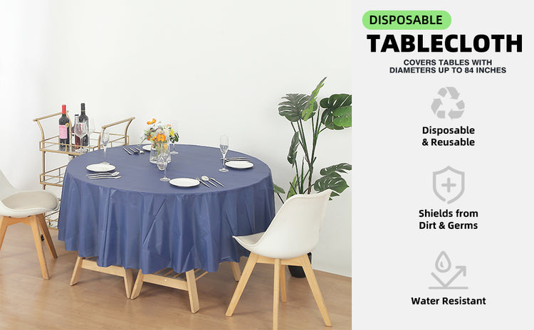 12 Pack Round 84" Heavy Duty Plastic Table Covers Tablecloth