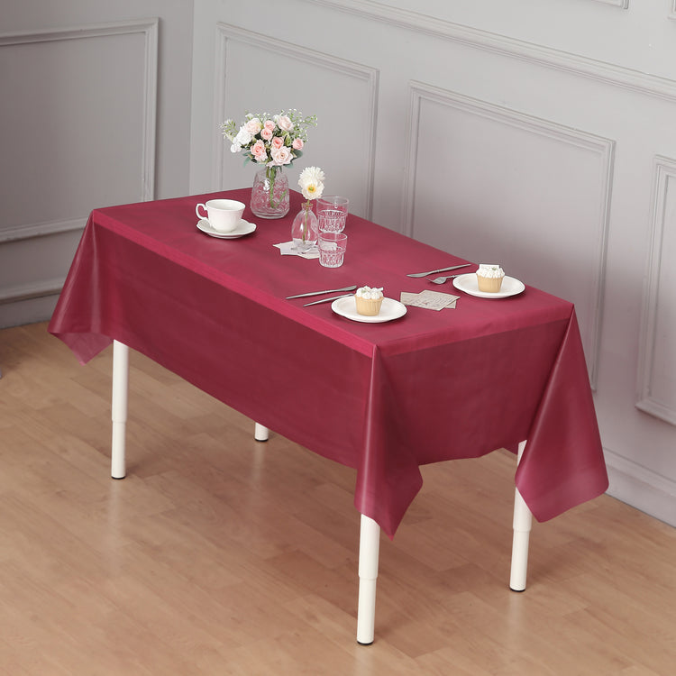 burgundy plastic table cover roll