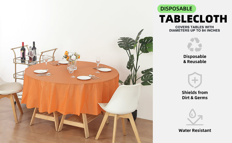 12 Pack Round 84" Heavy Duty Plastic Table Covers Tablecloth