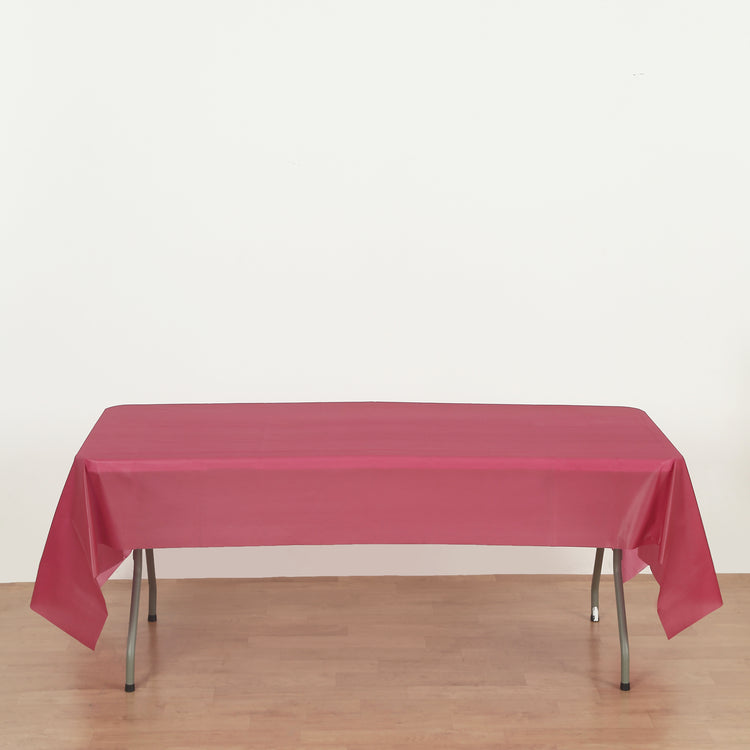 rectangle burgundy plastic table cover