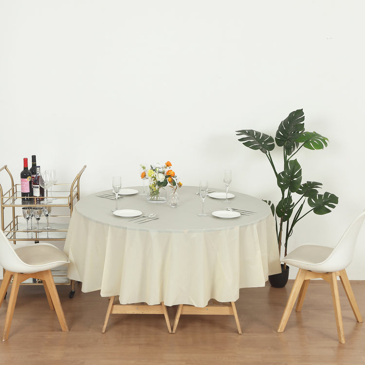 12 Pack Round 84" Heavy Duty Plastic Table Covers Tablecloth