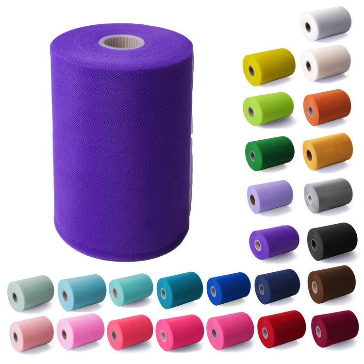 Tulle Fabric Roll 6" by 100 Yards (300 ft) Fabric Tulle Spool for DIY Tutu Bow, Wedding and Decoration. Value Pack.