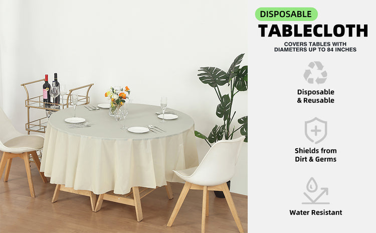 12 Pack Round 84" Heavy Duty Plastic Table Covers Tablecloth