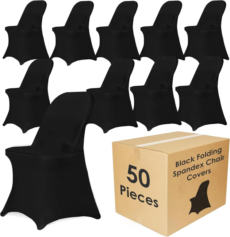 Spandex Folding Chair Covers, Stretch Polyester Slipcovers for Wedding, Party & Dining Chairs – Flat Front Design, Universal Fit