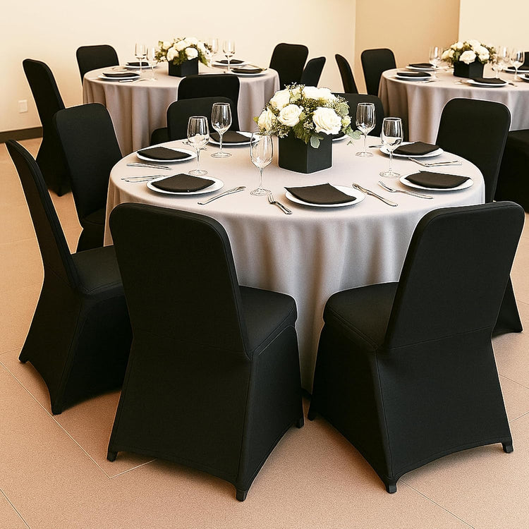 Spandex Folding Chair Covers, Stretch Polyester Slipcovers for Wedding, Party & Dining Chairs – Flat Front Design, Universal Fit