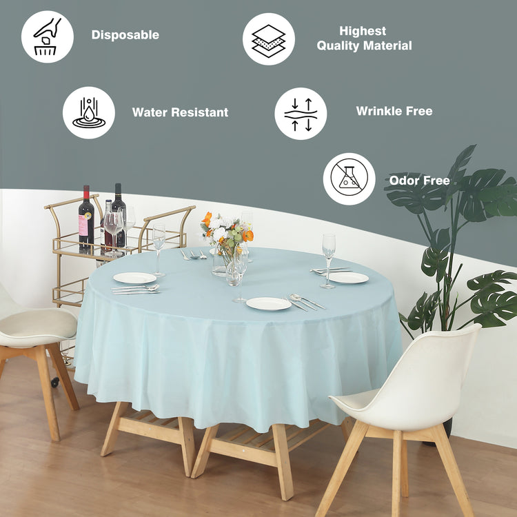 12 Pack Round 84" Heavy Duty Plastic Table Covers Tablecloth