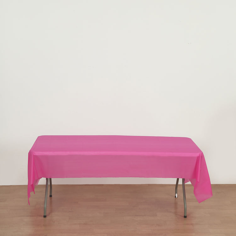 rectangle fuchsia plastic table cover