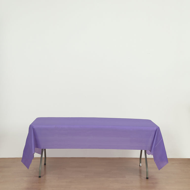 rectangle purple plastic table cover