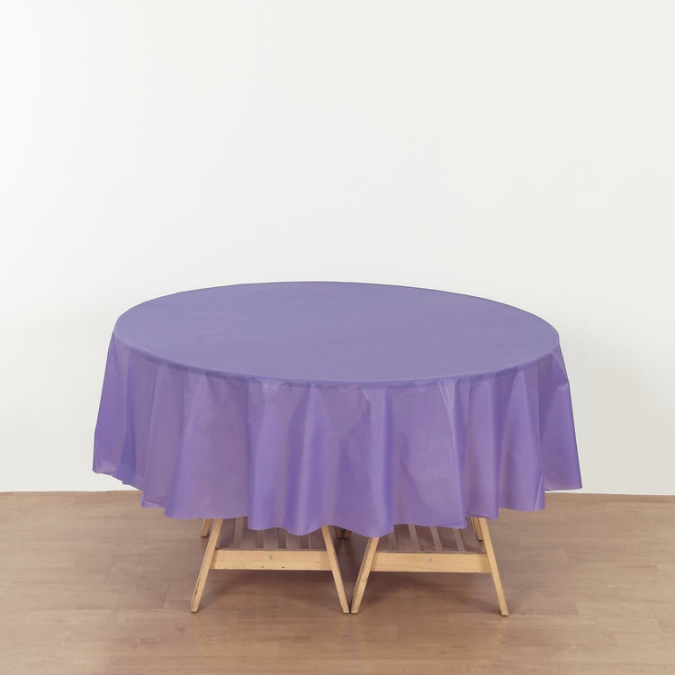 purple Round 84" Heavy Duty Plastic Table Cover