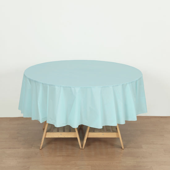 round aqua plastic table cover
