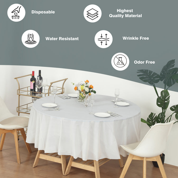 12 Pack Round 84" Heavy Duty Plastic Table Covers Tablecloth