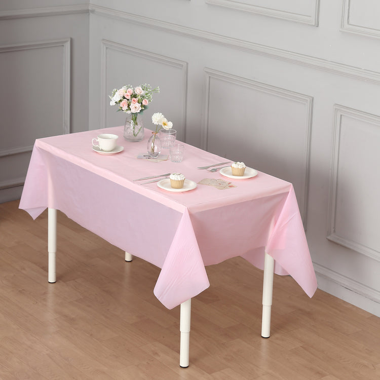 light pink plastic table cover roll