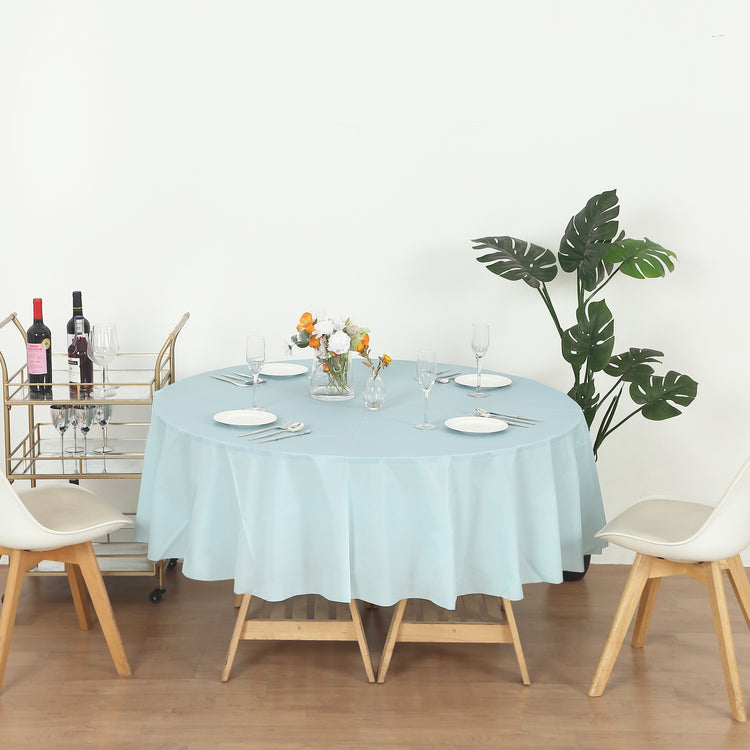 12 Pack Round 84" Heavy Duty Plastic Table Covers Tablecloth