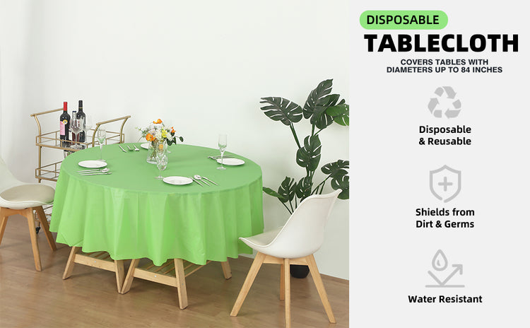 12 Pack Round 84" Heavy Duty Plastic Table Covers Tablecloth