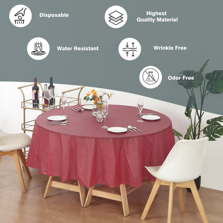 12 Pack Round 84" Heavy Duty Plastic Table Covers Tablecloth