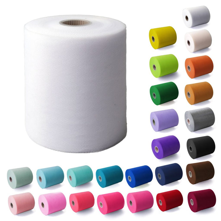 Tulle Fabric Roll 6" by 200 Yards (600 ft) Fabric Tulle Spool for DIY Tutu Bow, Wedding and Decoration. Value Pack.