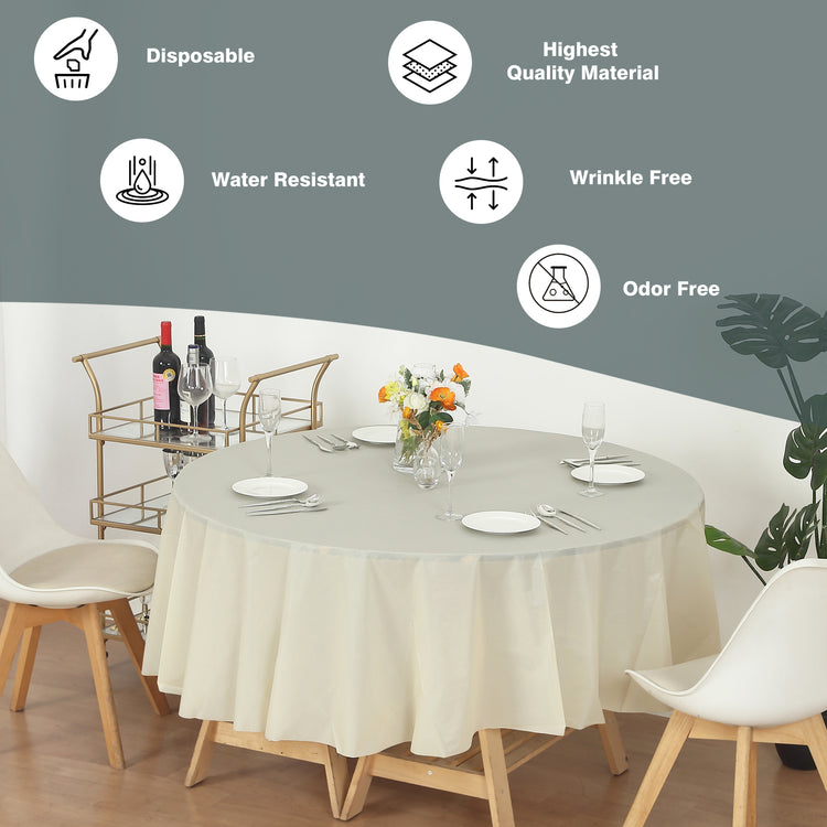 12 Pack Round 84" Heavy Duty Plastic Table Covers Tablecloth