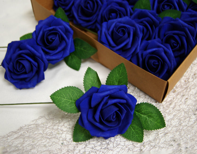 Set of 25 Artificial foam Rose Flower Realistic Foam Rose with Stem for DIY Wedding Bouquets Party Decoration