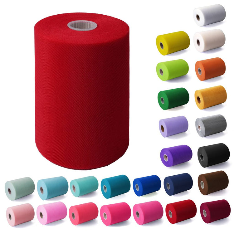 Tulle Fabric Roll 6" by 100 Yards (300 ft) Fabric Tulle Spool for DIY Tutu Bow, Wedding and Decoration. Value Pack.