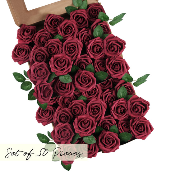 burgundy Artificial foam Rose Flower