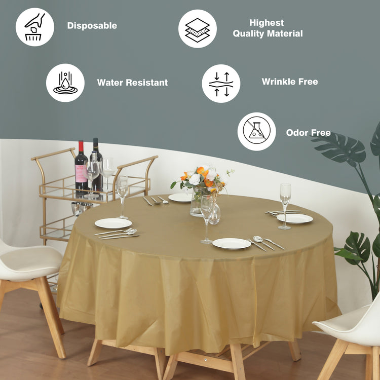 12 Pack Round 84" Heavy Duty Plastic Table Covers Tablecloth