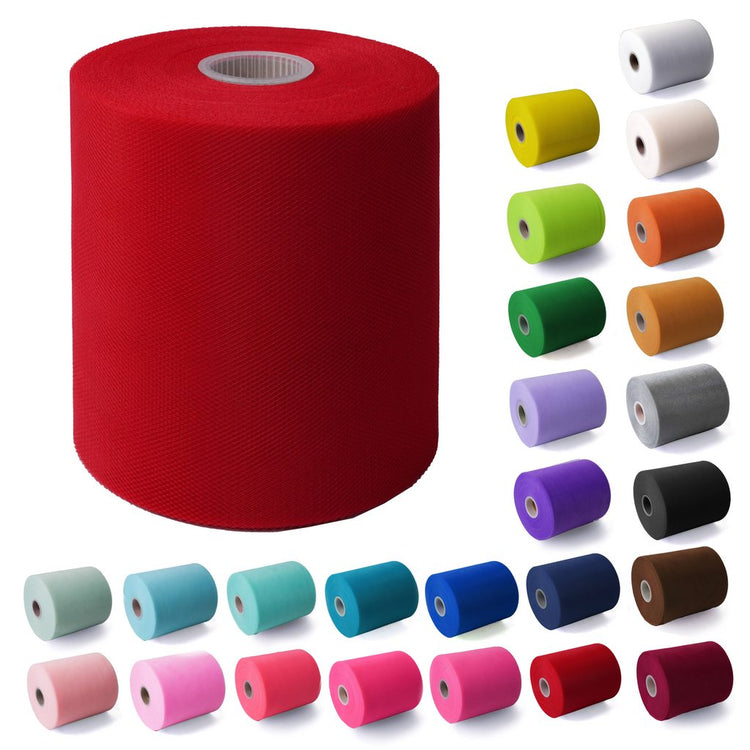 Tulle Fabric Roll 6" by 200 Yards (600 ft) Fabric Tulle Spool for DIY Tutu Bow, Wedding and Decoration. Value Pack.