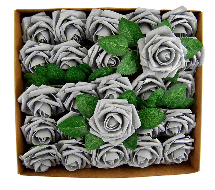 silver Artificial foam Rose Flower