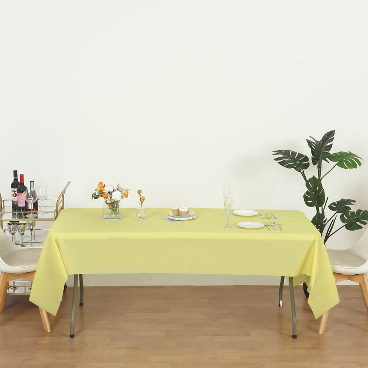 rectangle yellow plastic table cover