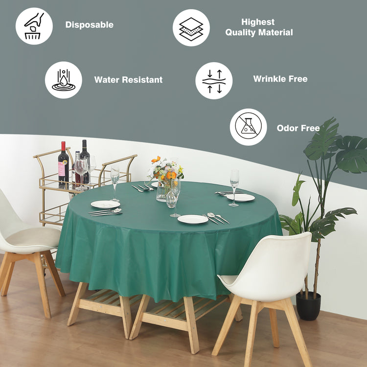 12 Pack Round 84" Heavy Duty Plastic Table Covers Tablecloth