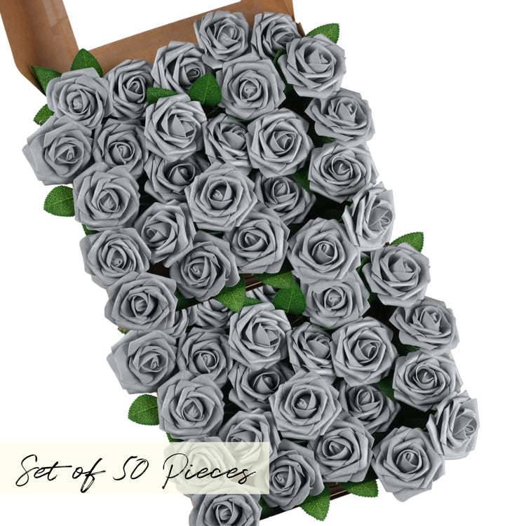 silver Artificial foam Rose Flower
