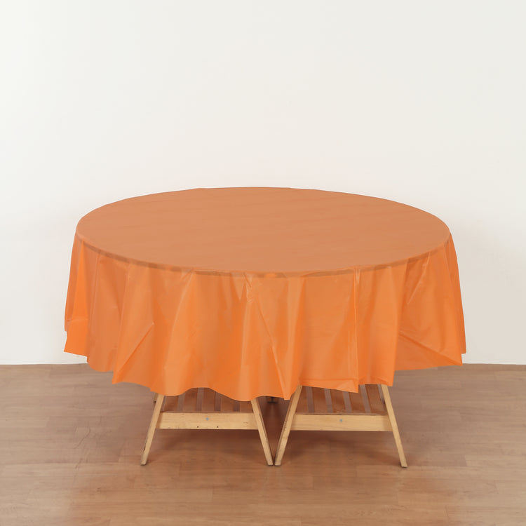 orange Round 84" Heavy Duty Plastic Table Cover