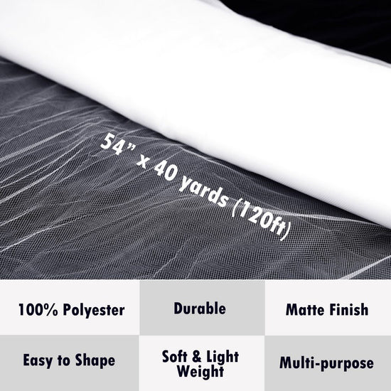 white tulle Fabric Tulle Bolt