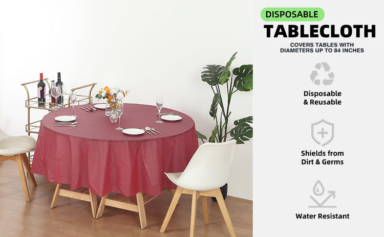 12 Pack Round 84" Heavy Duty Plastic Table Covers Tablecloth