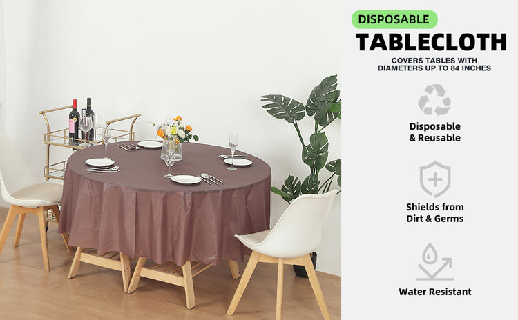 12 Pack Round 84" Heavy Duty Plastic Table Covers Tablecloth