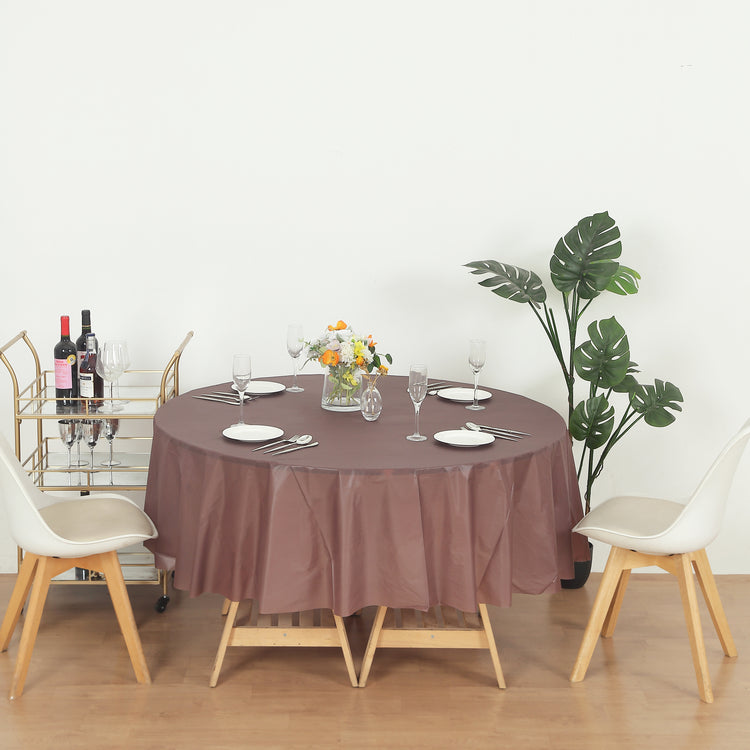 12 Pack Round 84" Heavy Duty Plastic Table Covers Tablecloth