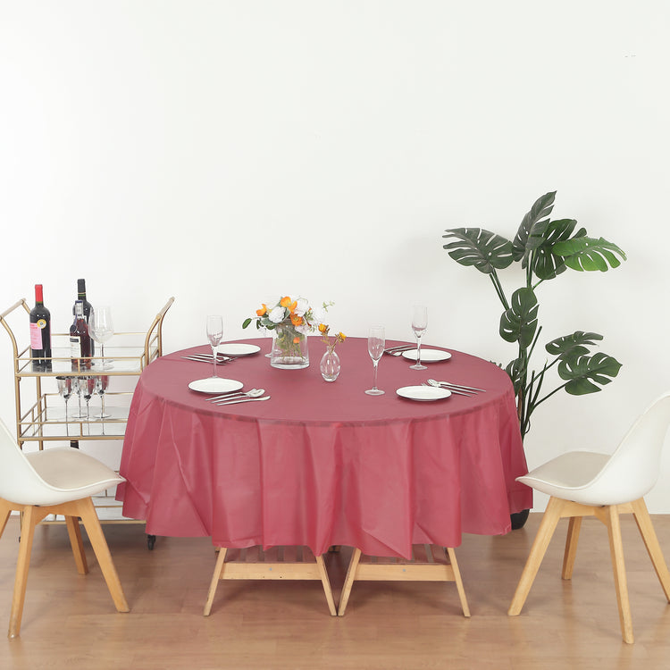12 Pack Round 84" Heavy Duty Plastic Table Covers Tablecloth