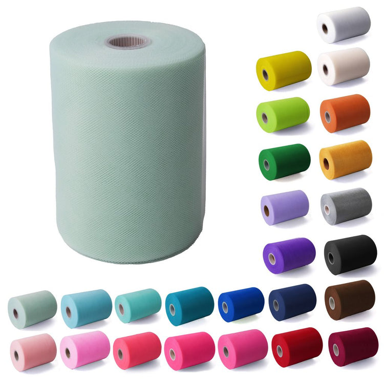 Tulle Fabric Roll 6" by 100 Yards (300 ft) Fabric Tulle Spool for DIY Tutu Bow, Wedding and Decoration. Value Pack.