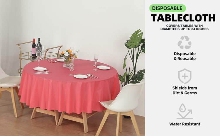 12 Pack Round 84" Heavy Duty Plastic Table Covers Tablecloth