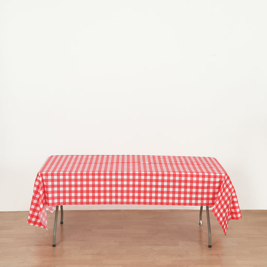 rectangle red checkered plastic table cover