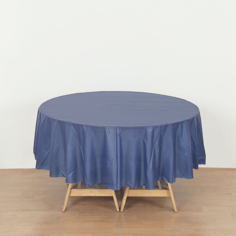 navy blue Round 84" Heavy Duty Plastic Table Cover