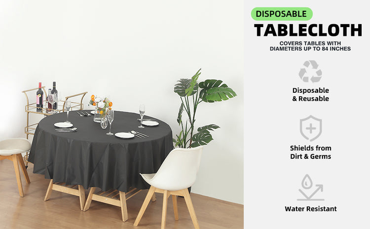 12 Pack Round 84" Heavy Duty Plastic Table Covers Tablecloth